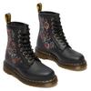 Schnürboots DR. MARTENS "1460 Vonda 8 Eye Boot", Damen, Gr. 39, schwarz, Leder, bestickt, geblümt, casual, Schuhe, Stiefel, Boots mit Blütenstickerei