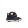 Lauflernschuh GEOX "B MACCHIA GIRL", Kinder, Gr. 21, blau (navy, rosa), Leder, casual, Schuhe, Babyschuh, Lauflernschuh mit Klettverschluss
