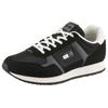 Sneaker TOMMY JEANS "TJM RUNNER CASUAL", Herren, Gr. 44, schwarz, Textil, Lederimitat, sportlich, Schuhe, Freizeitschuh, Halbschuh, Schnürschuh mit seitlicher Logoflagge