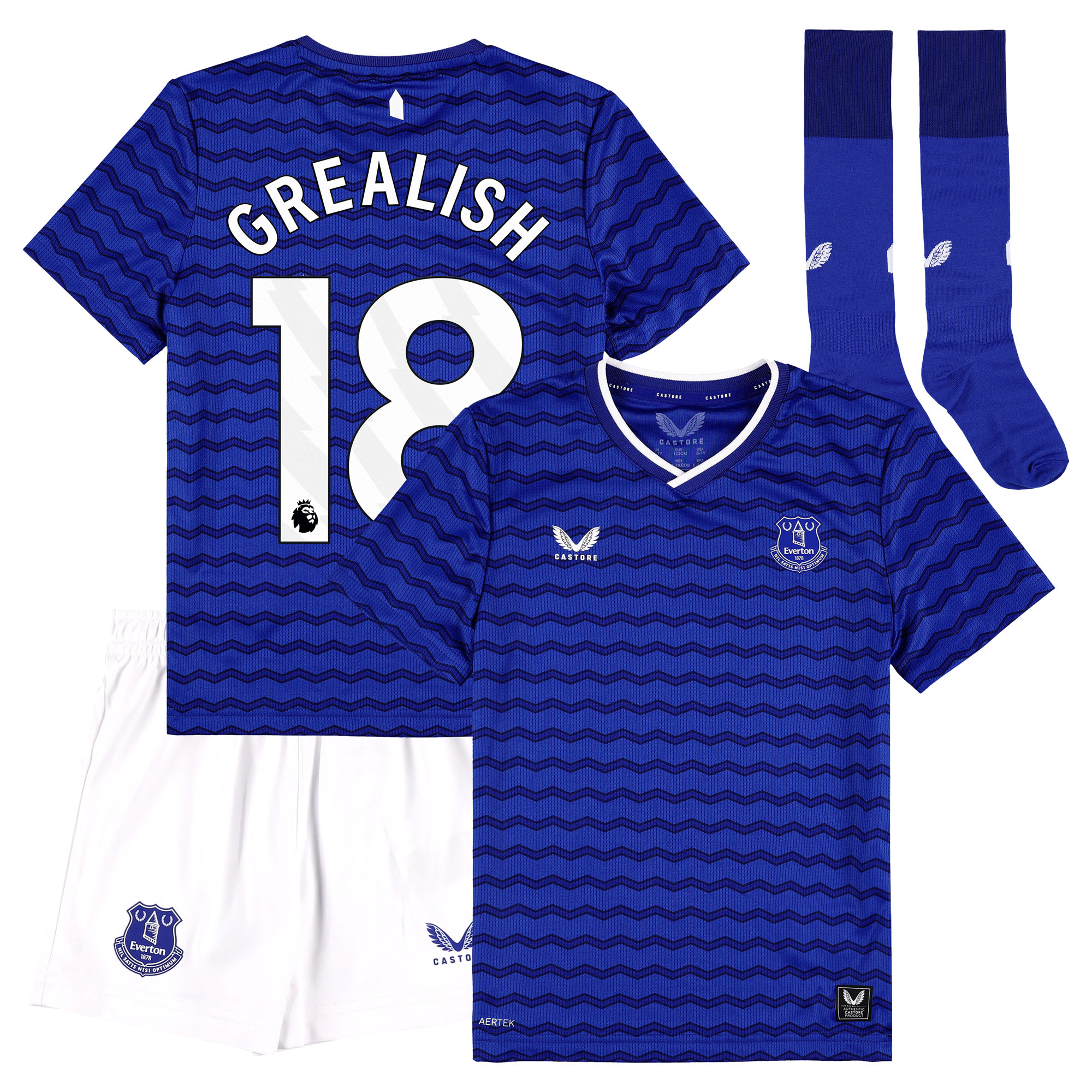 Everton Castore 2025-26 Heim-Kit - Kleinkinder mit Aufdruck Grealish 18 Image