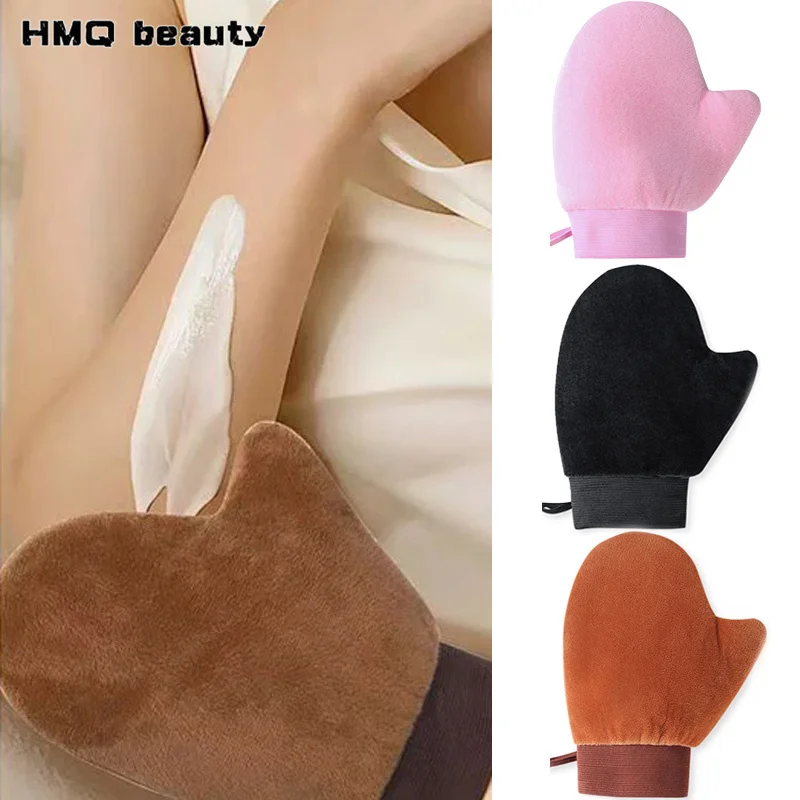 Wiederverwendbarer, beflockter Körperlotion-Handschuh, doppelseitig, verhindert klebrige Hände, Lotion-Applikator, schnell trocknender Beflockungshandschuh, Körperpflege-Werkzeug Image