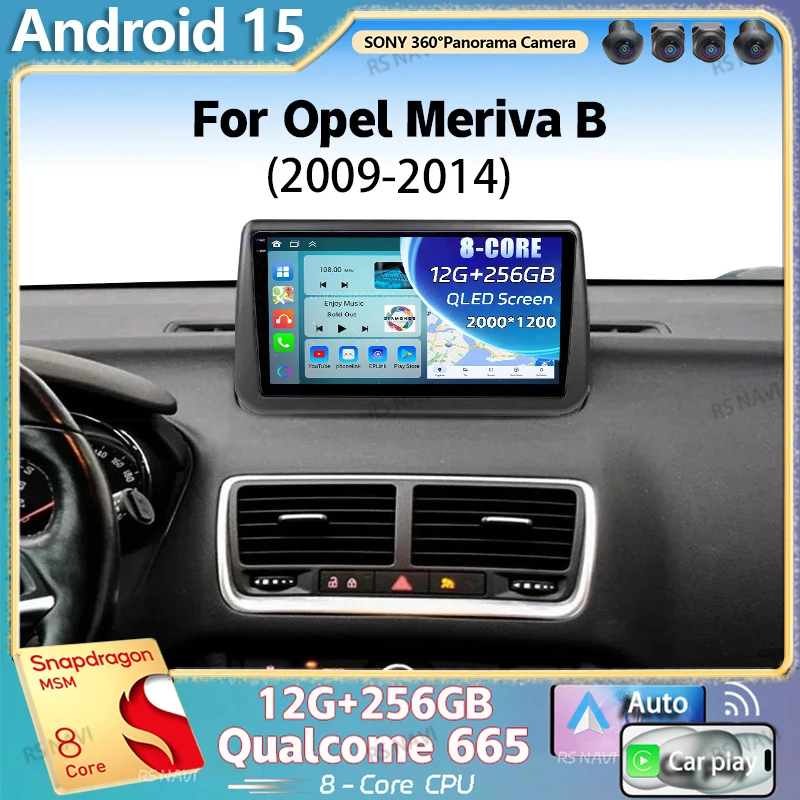 Android 15 Für Opel Meriva B 2009-2014 2K QLED Stereo Auto Radio Multimedia Video Player GPS AI Stimme carPlay Kopf Einheit Image