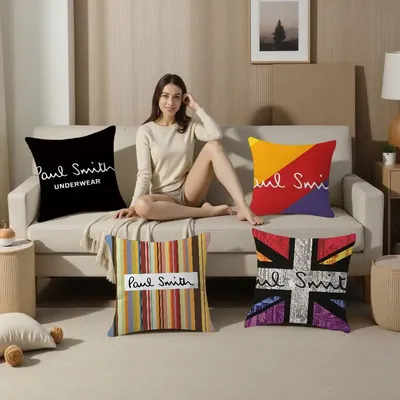 London Fashion P-Paul S-Smith Kissenbezüge, Cartoon-Sofa, dekorativ, Zuhause, doppelseitiger Druck, kurzer Plüsch, niedlicher Kissenbezug Image