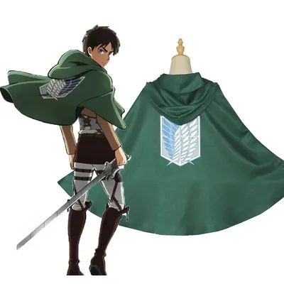 Shingeki No Kyojin Survey Corps Umhang Cosplay Umhang Grüner Schal Angriff auf Titan Umhang Shingeki no Kyojin Umhang für Körpergröße S-L Image
