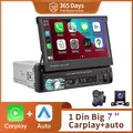 Lettore MP5 1 Din 7 pollici Carplay Android Auto Manuale universale Touch screen retrattile automatico Lettore per auto Radio FM