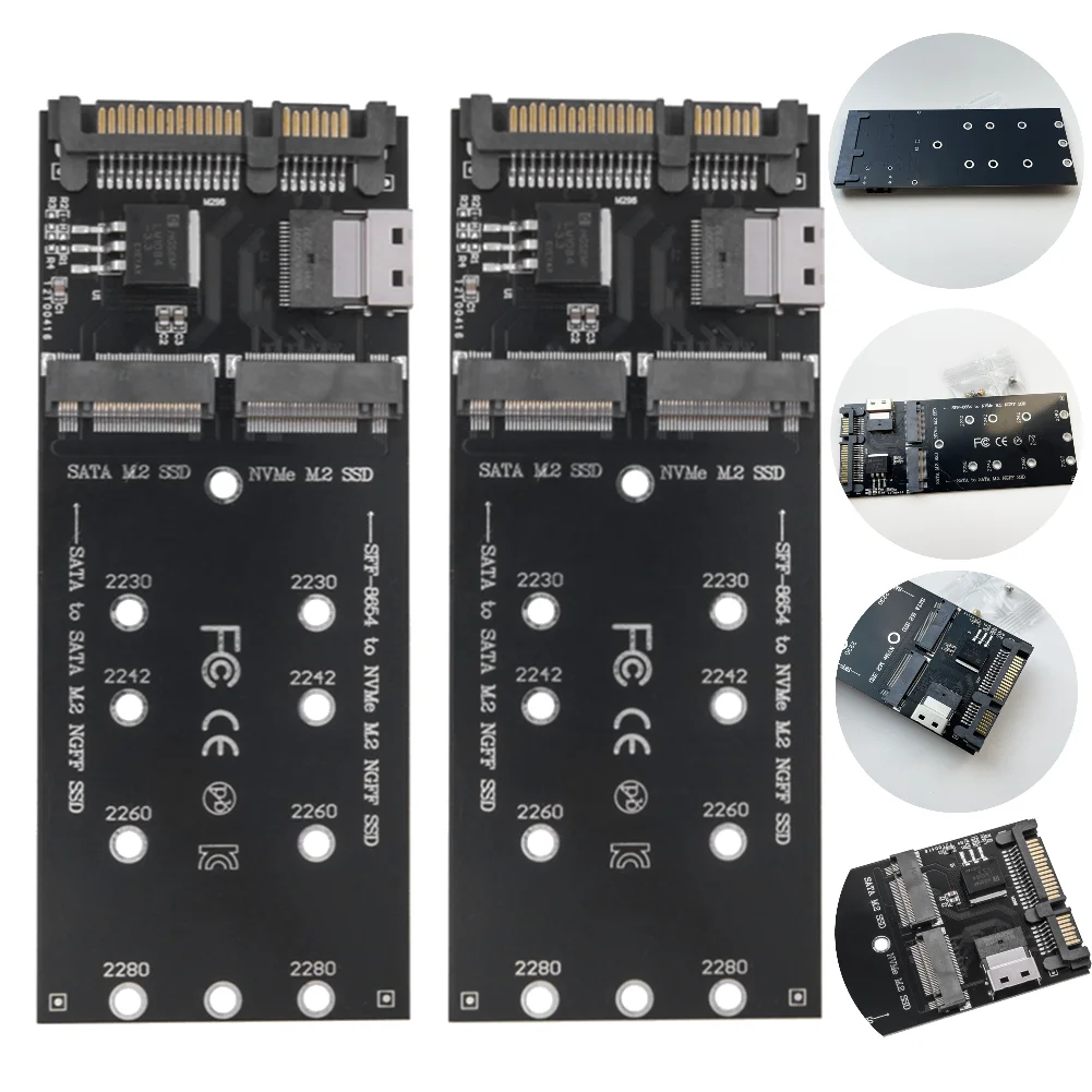 Hochgeschwindigkeits-M2-zu-SATA-Adapter 22Pin SFF8654 Konverter-Riser-Board für NVMe SSD und SATA SSD für verbesserte PC-Leistung Image