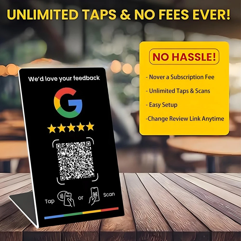 Programmierbarer NFC215 für Google Review Card NFC Station Table 13,56 MHz QR-Code kann unabhängig eingestellt werden, um Standing Card zu verbinden Image