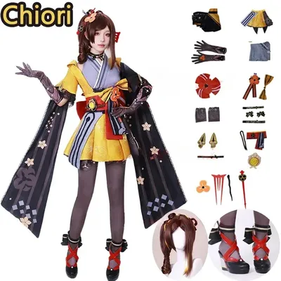 Auf Lager Chiori Cosplay Kostüm Komplettset Chiori Cosplay Outfit Kleid Perücke Schuhe Genshin Impact Chiori Cosplay Anzüge Kostüm Image