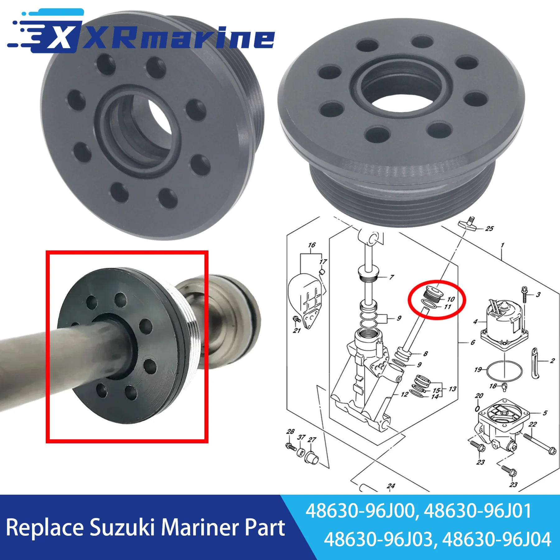 48630-96J04 2 Stück passend für Suzuki 4-Takt DF 90–300 PS Außenbordmotor Schraubenverkleidung Zylinderendkappe 48630-96J01 48630-96J02 Image