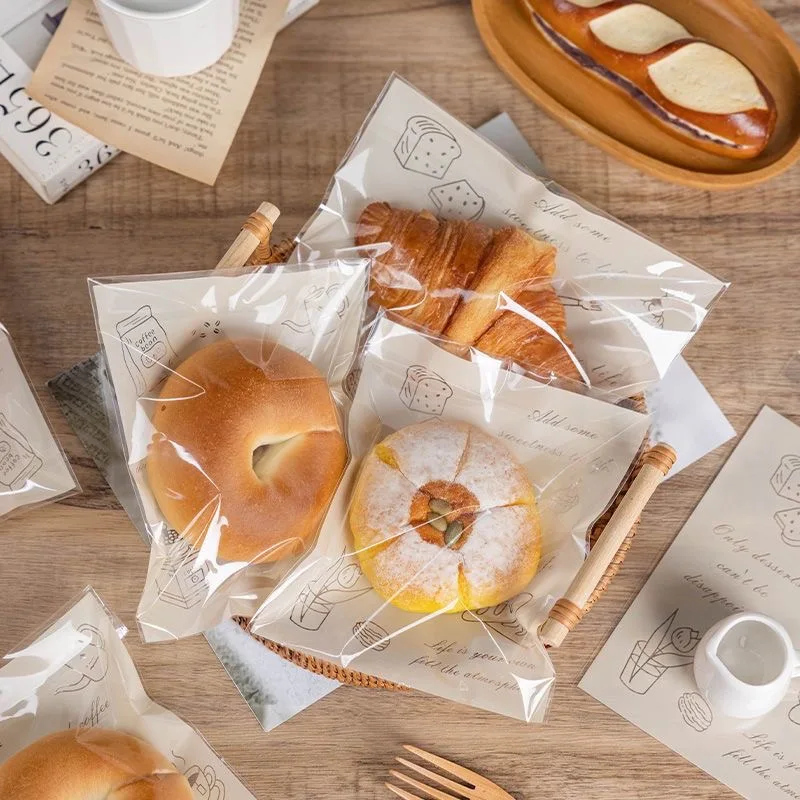 50 Stück Bäckereibeutel mit Fenster, wärmeversiegelbare Keksverpackungsbeutel mit Siegelaufklebern, für Kuchen, Sandwich, Brot Image