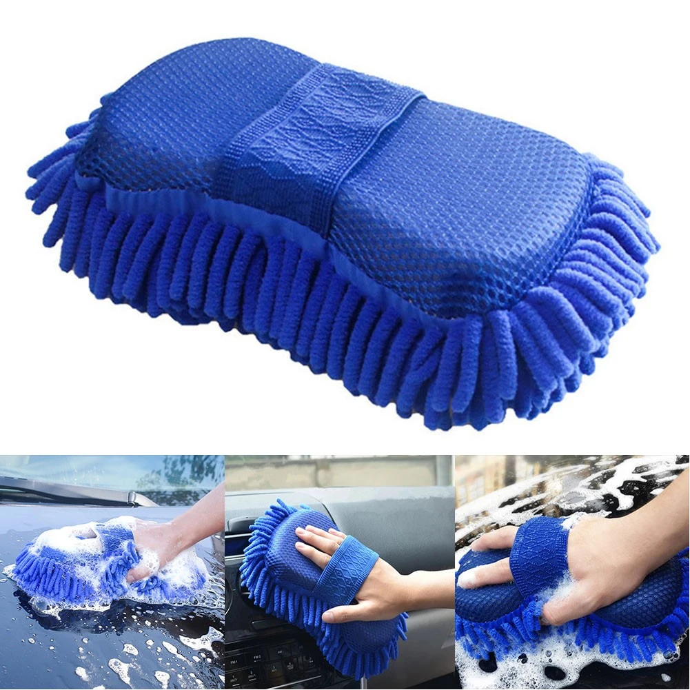 Kratzfreie Mikrofaser Chenille Auto Waschen Schwamm Pflege Waschen Pinsel Pad Reinigung Werkzeug Auto Waschen Handtuch Handschuhe Zubehör Image