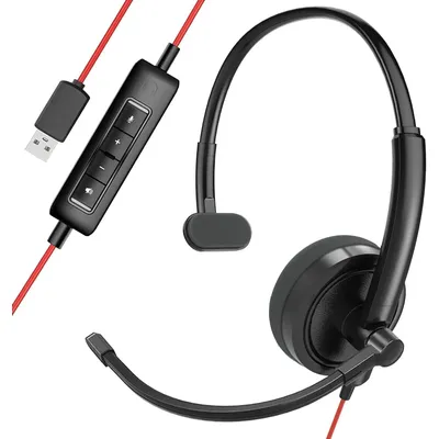 HROEENOI Premium USB-Kabel-Headset mit geräuschunterdrückendem Mikrofon, ideal für PC, Laptop, Zoomanrufe, Skype Meetings, Call Center