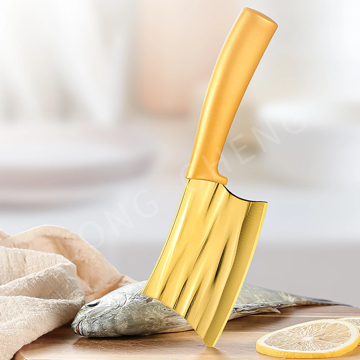 Schillernde goldene Küchenmesser Edelstahl Kochmesser Regenbogen Obst Gemüse Hackmesser Fisch Ausbeinmesser Image