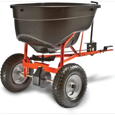 45-0463 130 lb. Tow-Behind Lawn & Garden Broadcast Spreader for Seed,Fertilizer,Salt,Ice Melt; Easy to use Flow Control