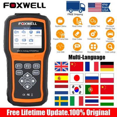 FOXWELL NT630 Plus OBD2 Scanner ABS SRS Code Reader Automotive OBD II Airbag Diagnostic ABS Brake Bleeding Diagnostic Scan Tool