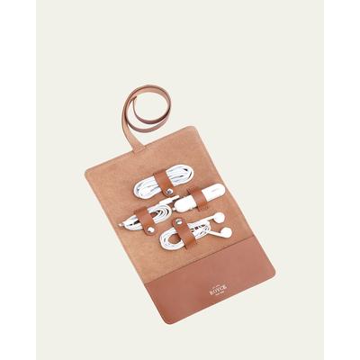 ROYCE New York Monogrammed Leather Tech Cord Accessory Organizer