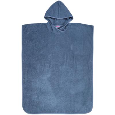 Badeponcho WÖRNER "Badeponcho Uni" Gr. L, blau (dunkelblau), L:100cm in Gr. L, Baumwolle, Hausmäntel, Poncho, Baden, Kapuze, maschinenwaschbar Image