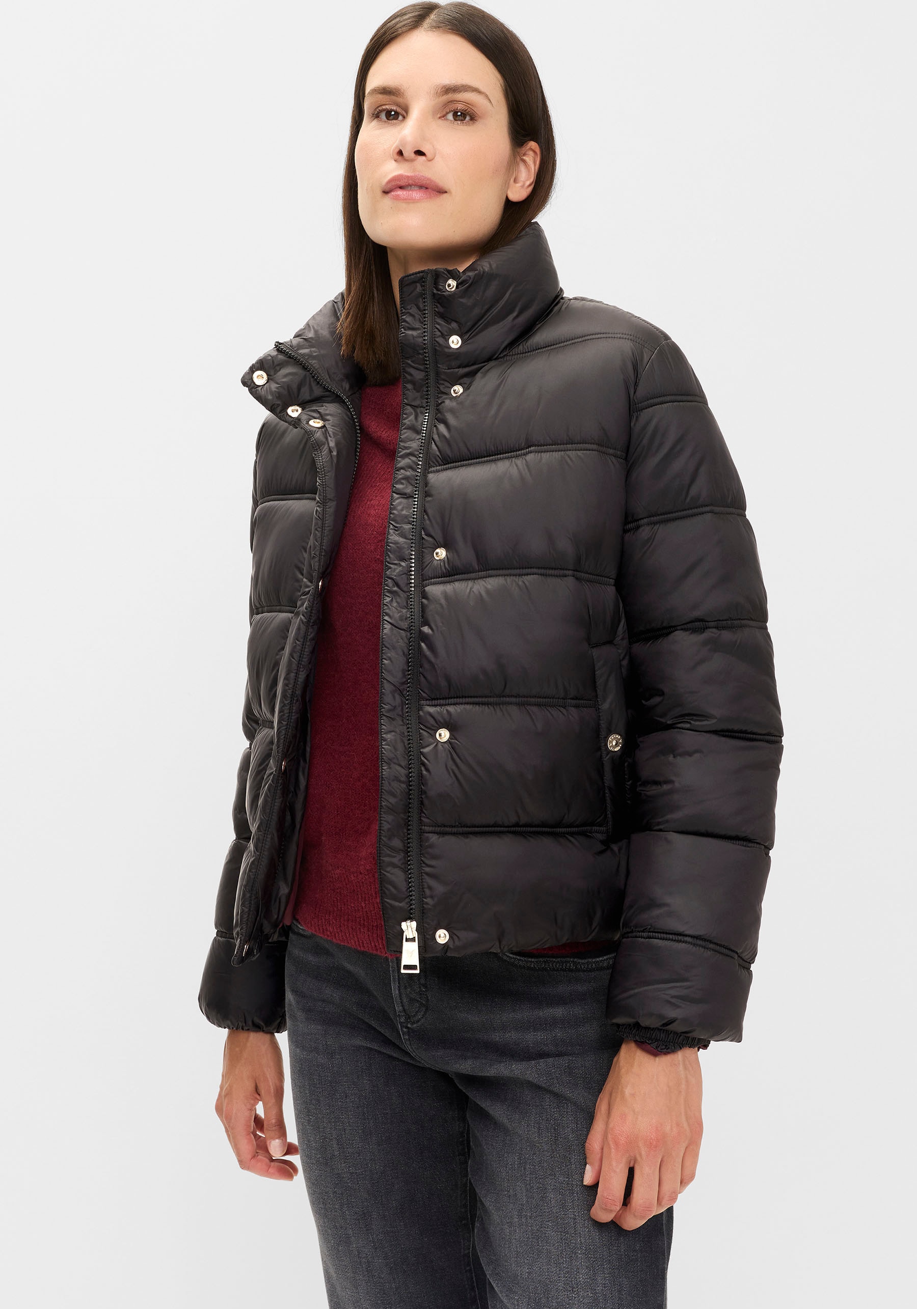Steppjacke FUCHS SCHMITT "Steppjacke", Damen, Gr. 44, schwarz, Web, Obermaterial: 100% Polyester, clean, unifarben, Modisch, regular fit normal, Rundhals, eingesetzt gerader Abschluss, Jacken, mit Eingrifftaschen an der Seite Image