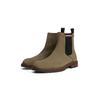 Chelseaboots TOMMY HILFIGER "CLEATED HILFIGER SUEDE CHELSEA", Herren, Gr. 42, grün (khaki), Veloursleder, Elastischer Einsatz, used, klassisch, Schuhe, Blockabsatz, Stiefelette, Businessschuh in schmaler Form
