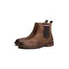 Chelseaboots TOMMY HILFIGER "CLEATED HILFIGER SUEDE CHELSEA", Herren, Gr. 44, braun (dunkelbraun), Veloursleder, Elastischer Einsatz, used, klassisch, Schuhe, Blockabsatz, Stiefelette, Businessschuh in schmaler Form