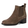 Chelseaboots TAMARIS, Damen, Gr. 38, grau (taupe), Veloursleder, Elastischer Einsatz, used, unifarben, klassisch, Schuhe, Blockabsatz, Stiefelette, Businessschuh in schmaler Form