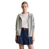 Sweatjacke MARC O'POLO DENIM "aus softem Bio-Baumwolle-Mix", Damen, Gr. XS, grau (stone melange), Obermaterial: 70% Baumwolle, 30% Polyester; Füllung: 100% Nicht verfügbar; Futter: 100% Nicht verfügbar, unifarben, sportlich, regular fit, Langarm...