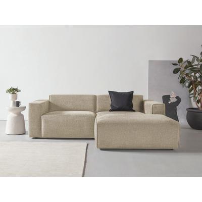 Ecksofa ANDAS "Noord mit Kedernaht, Breite 234 cm", beige (creme), B:234cm H:71cm T:161cm, 100% PES, Sofas, Cord, Struktur, Webstoff, mit Wellenunterfederung, Massivholzrahmen Image