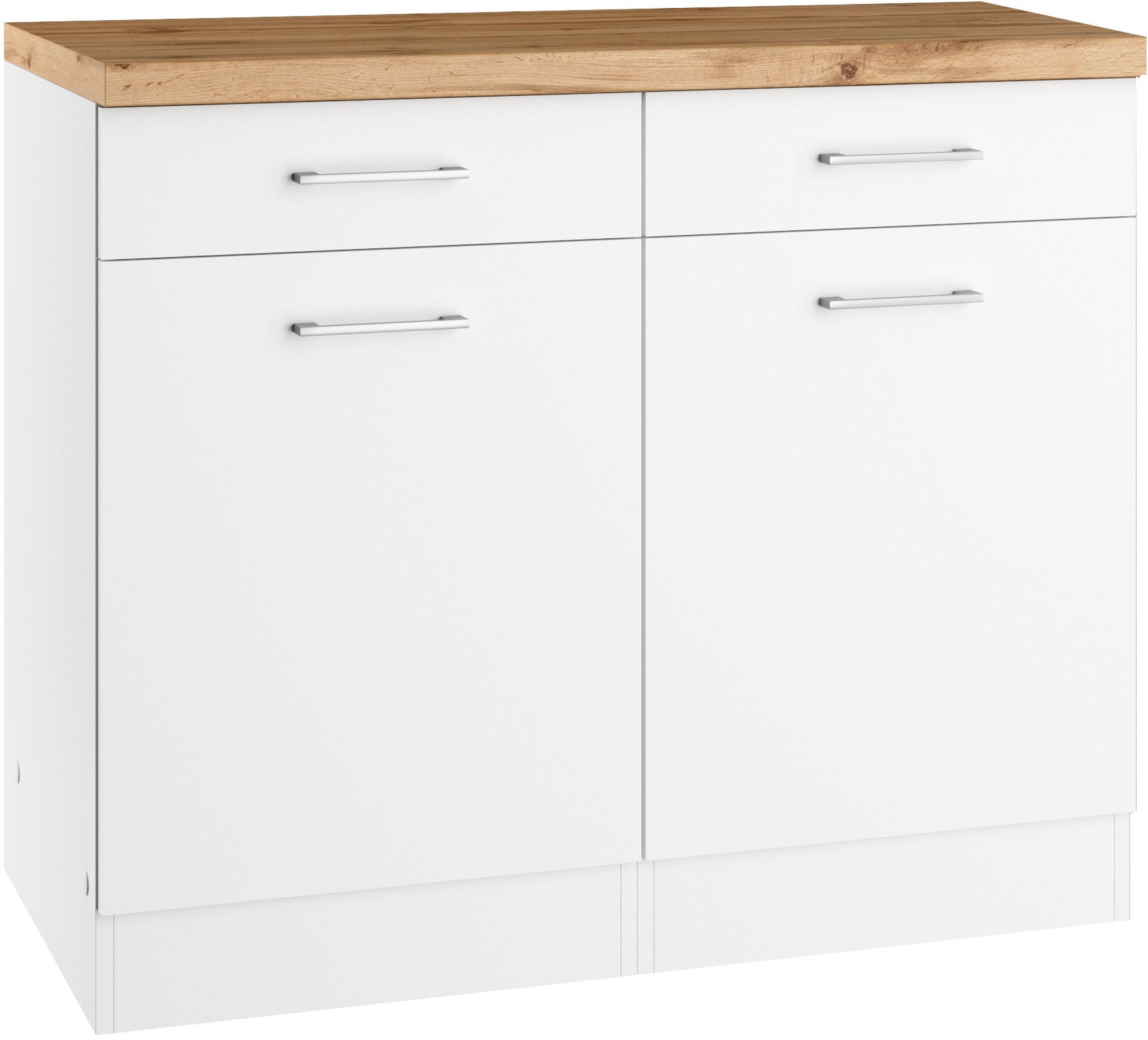 Unterschrank KOCHSTATION "KS-Milan", weiß, B:100cm H:86cm T:60cm, Spanplatte, Schränke, Unterschrank 100 cm, matte oder hochglänzende Fronten Image