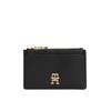 Kartenetui TOMMY HILFIGER "TH DISTINCT LONG CC HOLDER", schwarz, Lederimitat, casual,klassisch, Kleinlederwaren, Damen Geldbeutel, Portemonnaie mit TH-Logo-Schmuckelement