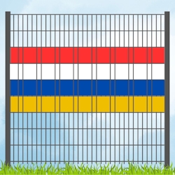 zaun|zu® Sichtschutz Fastnachtsfarben Rot-Weiß-Blau-Gelb Volle Streifenbreite Image