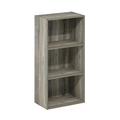 31.4 in. Tall French Oak Grey Wood 3-Shelf Bookcase