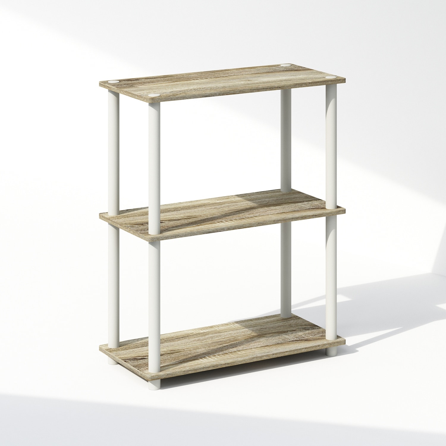 23.6 in. Tall White Wood 3-Shelf Bookcase