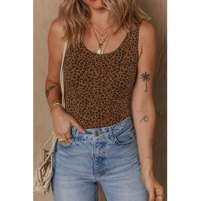 Damen Leoparden Body mit weitem Träger und Rundhalsausschnitt Image