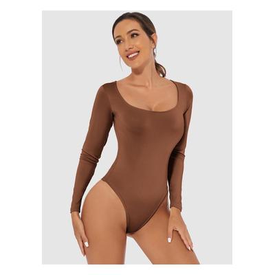 Damen Bodysuit mit langen Ärmeln und Rundhalsausschnitt in voller Größe Image