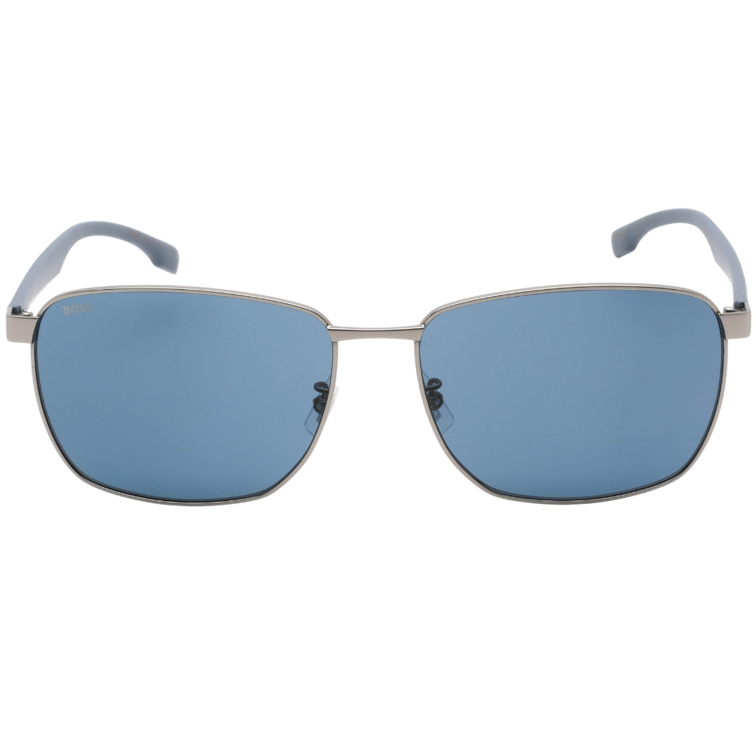Hugo Boss – Sonnenbrille mit mattem Ruthenium-Metallrahmen und blauen Gläsern Image