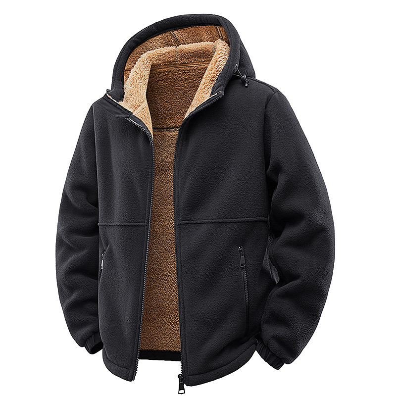 Men's Fleece Jacket Casual Activewear Pocket Hooded Fall Winter Solid Color Active Neutral Shirt Collar Short Black Navy Blue Brown Green Jacket