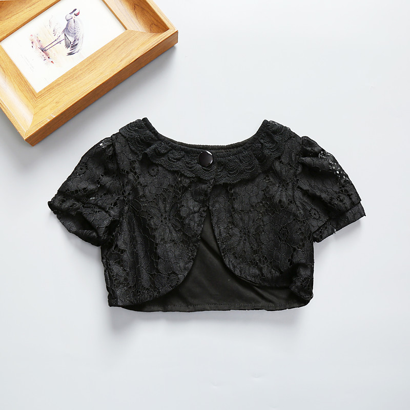Girls Jacket Coat Short Sleeve Lace Flower Short Jacket Wedding Party Baby Girl Clothes Outerwear