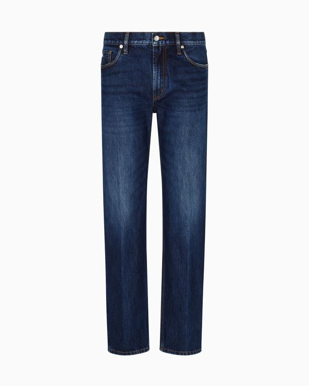 J76 Straight-Fit, Stone-Washed Denim Jeans - Blue - Emporio Armani Jeans