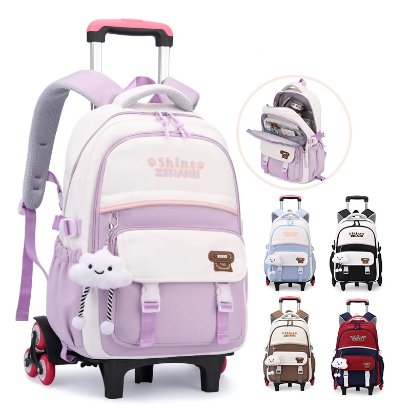Sacs à dos d'école pour enfants sacs d'école pour filles sac à roulettes avec roues sac d'école étanche sac à dos à roulettes pour étudiant