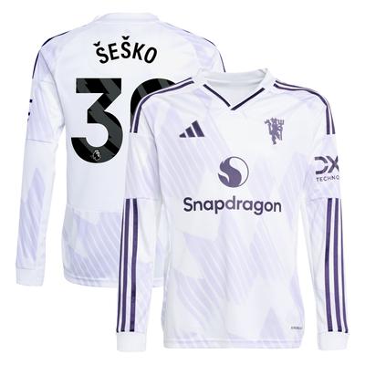 Manchester United adidas Auswärtstrikot 2025-26 – Kinder – Langarm mit Aufdruck Šeško 30 Image