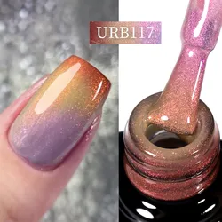 UR SUGAR 7ml Auroras Base en caoutchouc thermique Gel vernis à ongles paillettes étincelles changement de couleur longue durée tremper UV Gel manucure