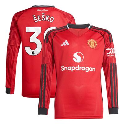 Manchester United adidas Heimtrikot 2025-26 -Kinder - Lange Ärmel mit Aufdruck Šeško 30 Image
