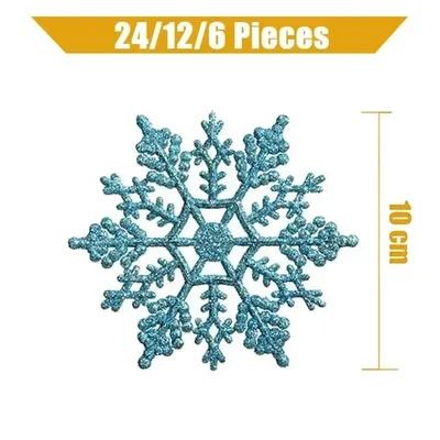 24/12/6 Pieces Snowflakes for Christmas Tree Decoration Snowflakes with Bright Powder Winter New Year Christmas Hanging Decor
