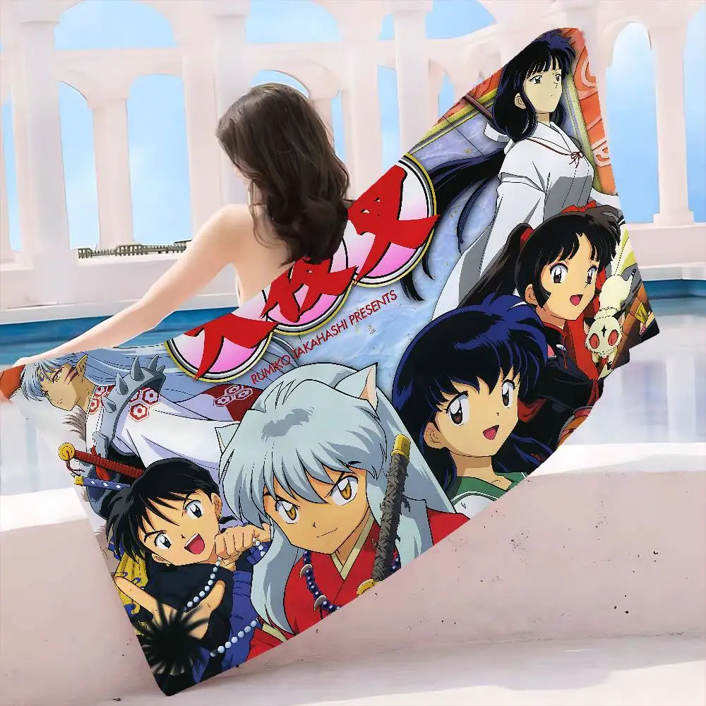Cartoon Inuyasha Strandtuch Bunte Badetücher für Mädchen Mikrofaser schnell trocknend benutzerdefinierte Sand frei Strand Yoga Spa Gym Pool Image