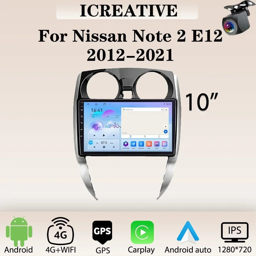 Android Autoradio für Nissan Note 2 E12 2012-2021 Carplay Multimedia Player 2din Stereo Autoaudio Head Unit 9'' Navigation GPS Image