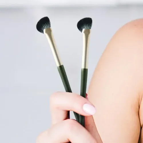Nasenkonturpinsel, Konturenpinsel, halbfächerförmig, weiche Borsten, unter den Augen, Rouge, abgewinkelter Pinsel, Make-up-Highlighter-Pinsel, Make-up-Werkzeug