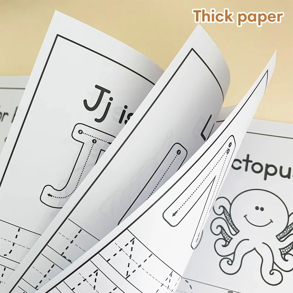 Vorschule, Englisch, Lernen, Montessori, A4-Format, Nachzeichnungsbuchstaben, A-Z, Groß- und Kleinbuchstaben, Schreib- und Malarbeitsbuch Image