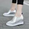 Comemore Mode Plattform Keil elegante Frau Schuhe weiß Mesh atmungsaktive Turnschuhe Frauen schwarz erhöhen lässig Sneaker