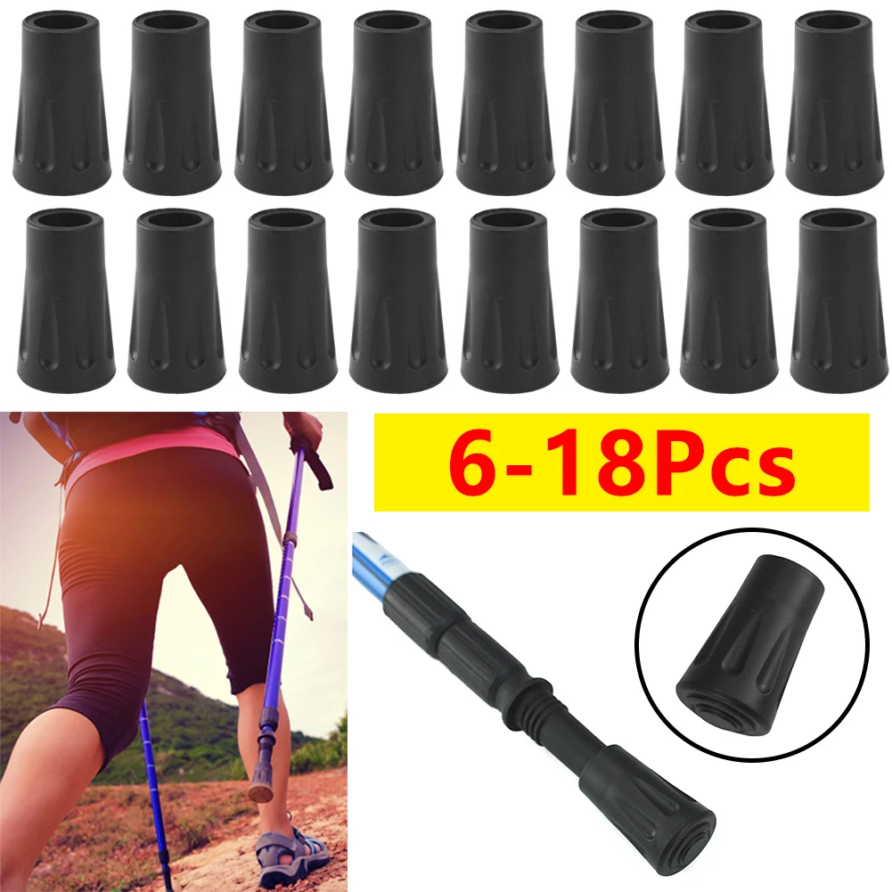 Ersatzspitzenspitzen für Trekkingstöcke, Gummi-Ersatzspitzenschutz für Wanderstöcke mit 11 mm Lochdurchmesser, Spitzenschutz für Trekkingstöcke Image