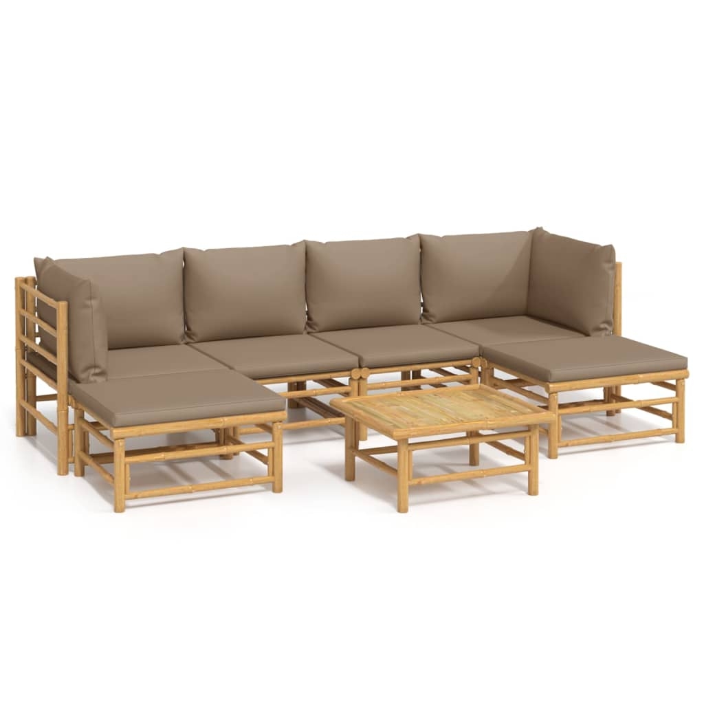 vidaXL 7-tlg. Garten-Lounge-Set mit Taupe Kissen Bambus Image